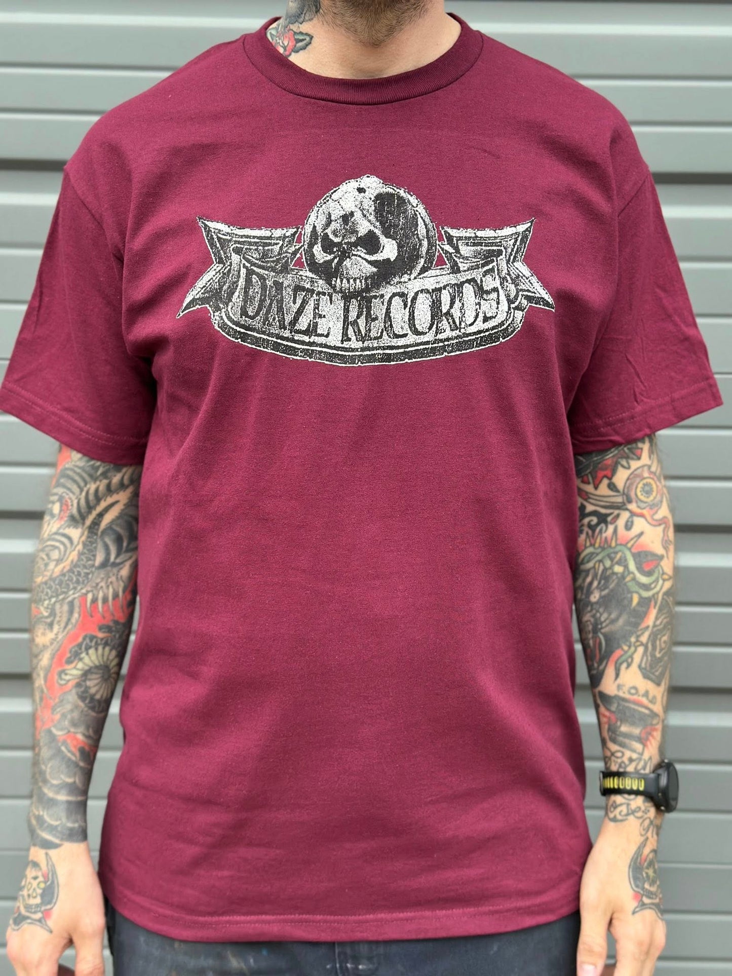 DAZE - Daze Records Skull Shirt (Maroon)